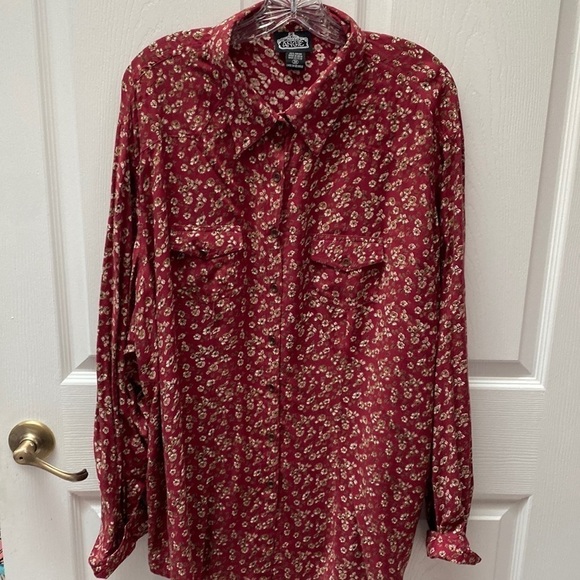 L womens Angie casual long sleeve button front long sleeve floral shirt 3X - Picture 1 of 4